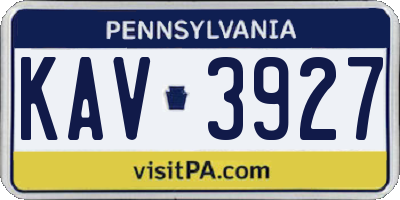 PA license plate KAV3927