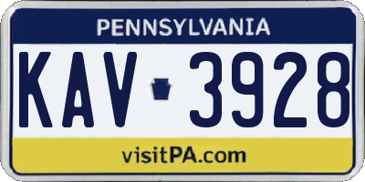 PA license plate KAV3928