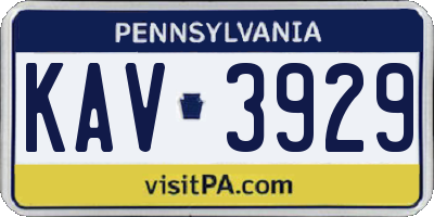 PA license plate KAV3929