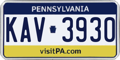 PA license plate KAV3930
