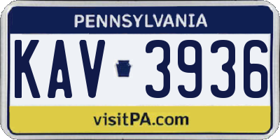 PA license plate KAV3936