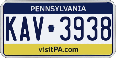 PA license plate KAV3938