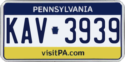PA license plate KAV3939