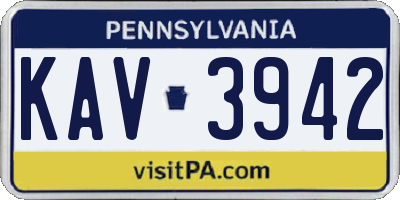 PA license plate KAV3942