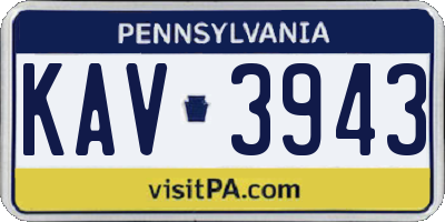 PA license plate KAV3943