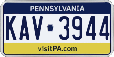 PA license plate KAV3944