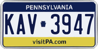 PA license plate KAV3947