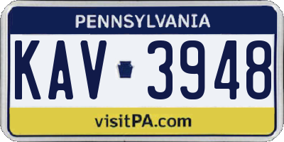PA license plate KAV3948