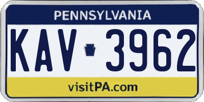 PA license plate KAV3962