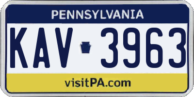 PA license plate KAV3963