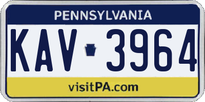 PA license plate KAV3964