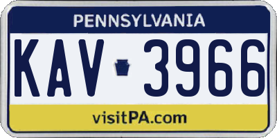 PA license plate KAV3966