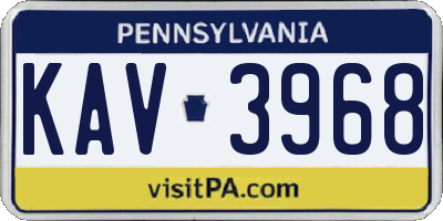 PA license plate KAV3968
