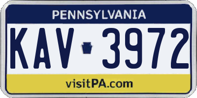 PA license plate KAV3972
