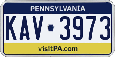 PA license plate KAV3973