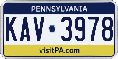 PA license plate KAV3978