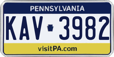PA license plate KAV3982