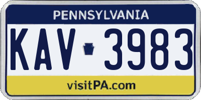 PA license plate KAV3983