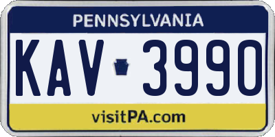 PA license plate KAV3990
