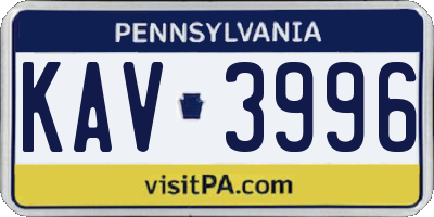 PA license plate KAV3996