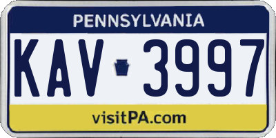 PA license plate KAV3997