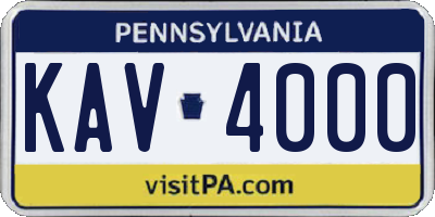 PA license plate KAV4000