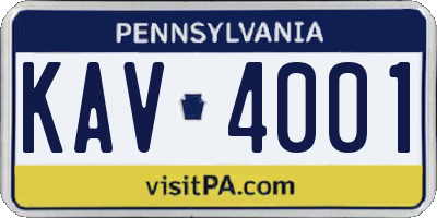 PA license plate KAV4001