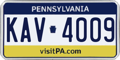 PA license plate KAV4009