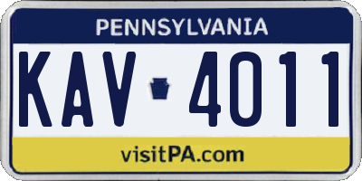 PA license plate KAV4011