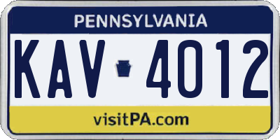 PA license plate KAV4012