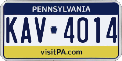 PA license plate KAV4014