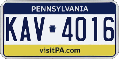 PA license plate KAV4016