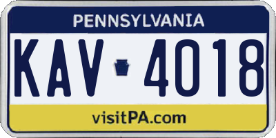 PA license plate KAV4018