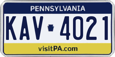 PA license plate KAV4021