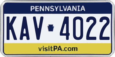 PA license plate KAV4022