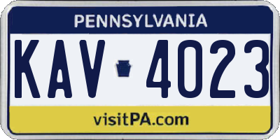 PA license plate KAV4023
