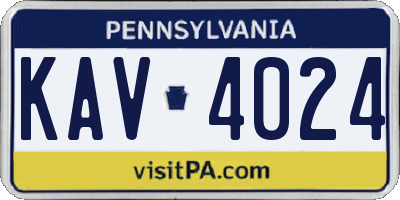 PA license plate KAV4024