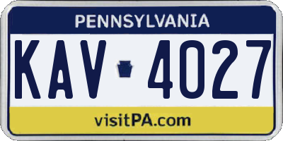 PA license plate KAV4027
