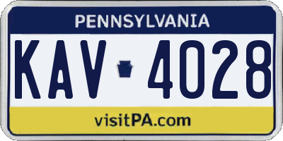 PA license plate KAV4028