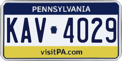 PA license plate KAV4029