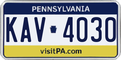 PA license plate KAV4030