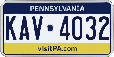 PA license plate KAV4032