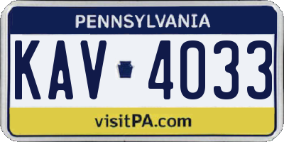 PA license plate KAV4033