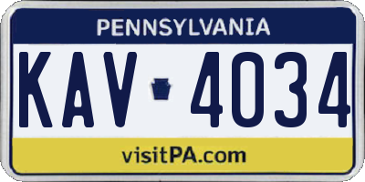PA license plate KAV4034