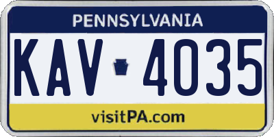 PA license plate KAV4035