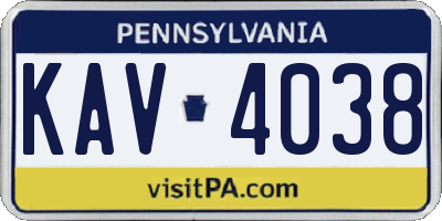 PA license plate KAV4038