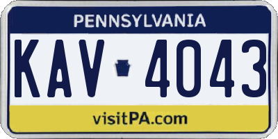 PA license plate KAV4043