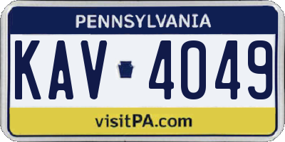 PA license plate KAV4049