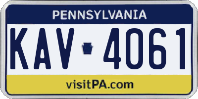 PA license plate KAV4061