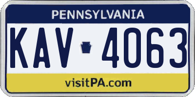 PA license plate KAV4063